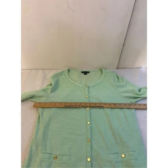 Lands end size 14-16 mint green gold buttons top large petite LP #62830 - Picture 2 of 6